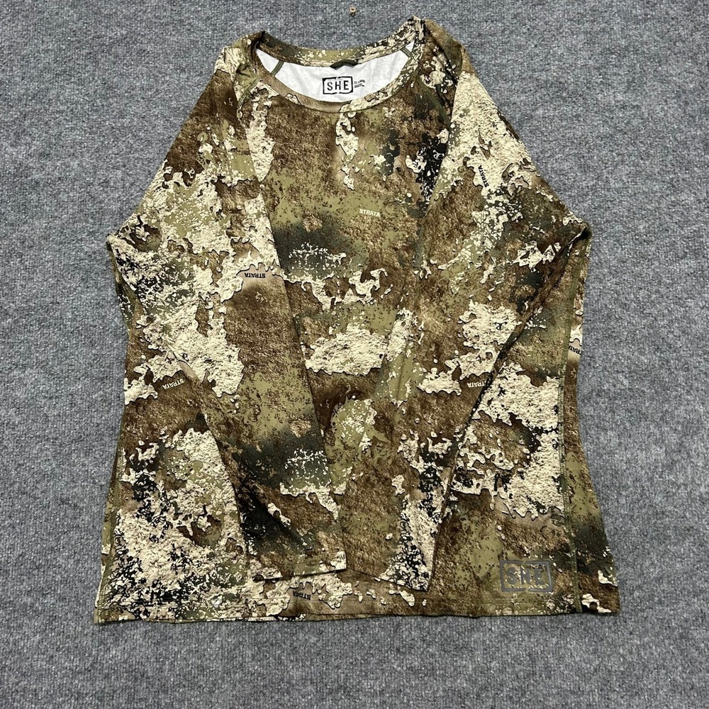 SHE Outdoor Shirt Womens Size 2XL Strata Camo Long Sleeve Hunting Performance